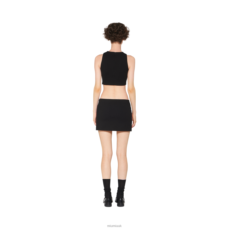 Ready To Wear Jersey Miniskirt With Logo Miu Miu XH28Z903 Black