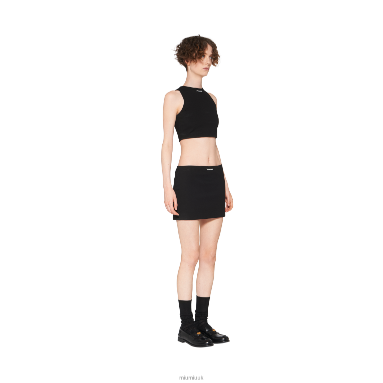 Ready To Wear Jersey Miniskirt With Logo Miu Miu XH28Z903 Black