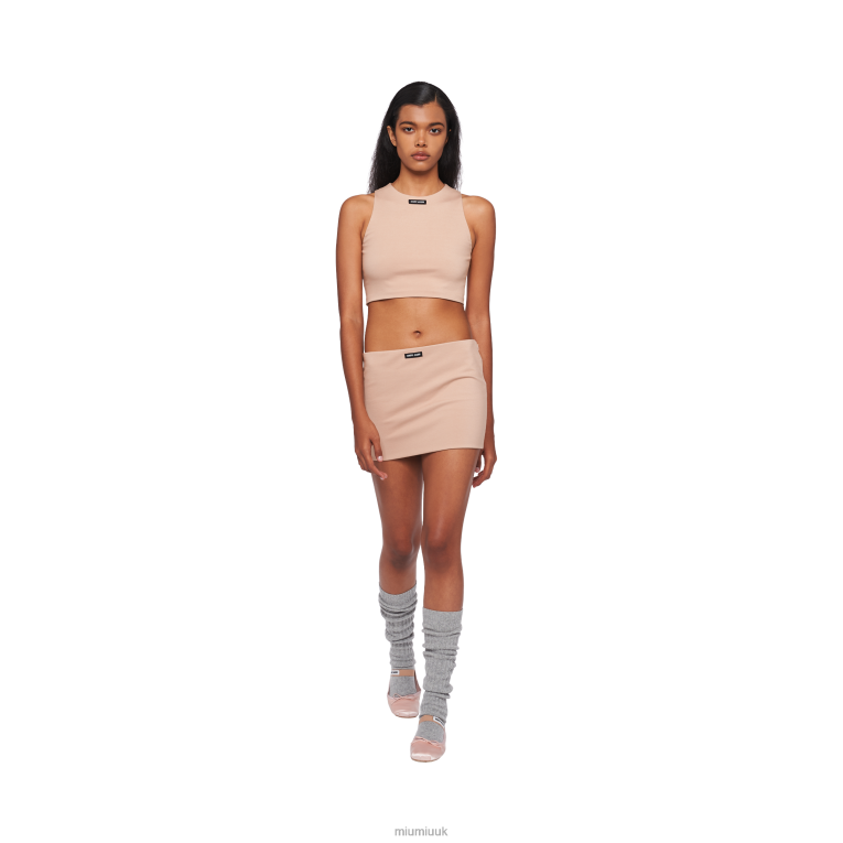 Ready To Wear Jersey Miniskirt With Logo Miu Miu XH28Z904 Powder Pink