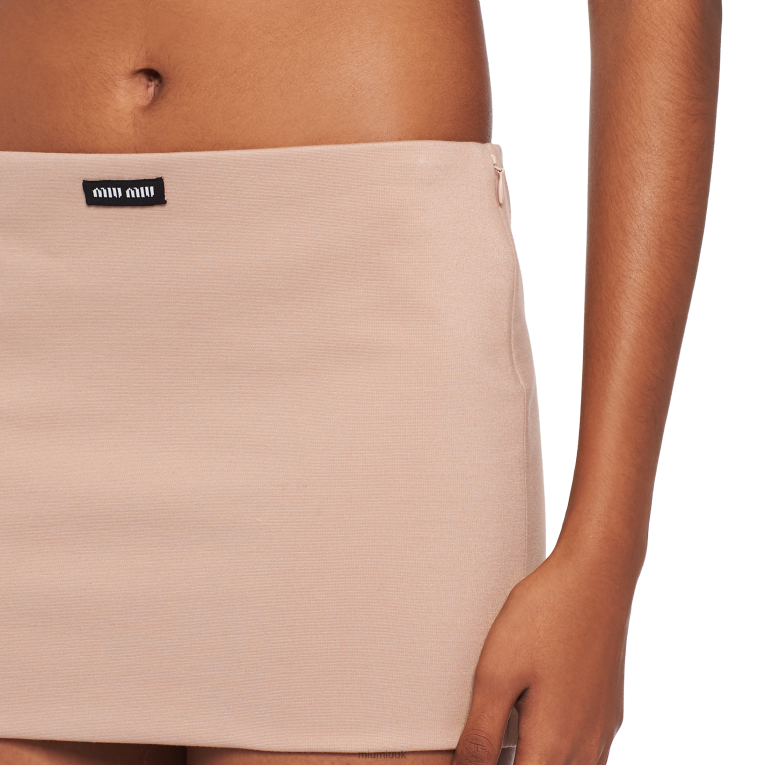 Ready To Wear Jersey Miniskirt With Logo Miu Miu XH28Z904 Powder Pink