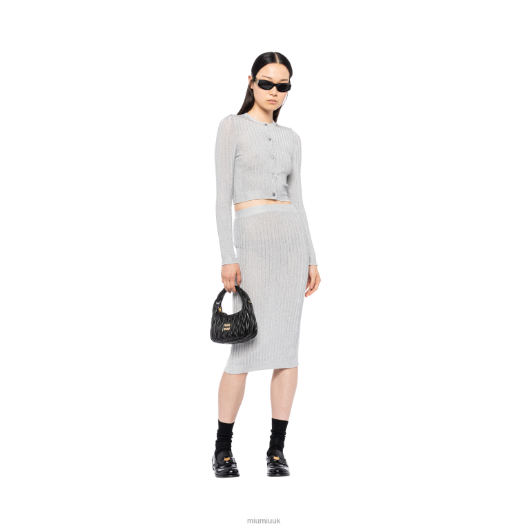 Ready To Wear Lame Skirt Miu Miu XH28Z787 Silver