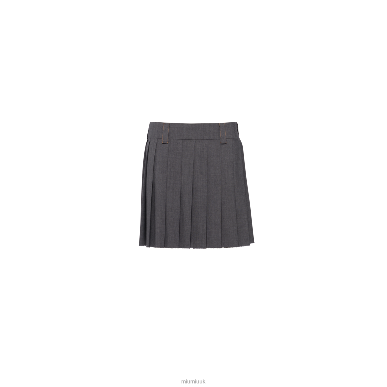 Ready To Wear Light Wool Miniskirt Miu Miu XH28Z861 Slate Gray