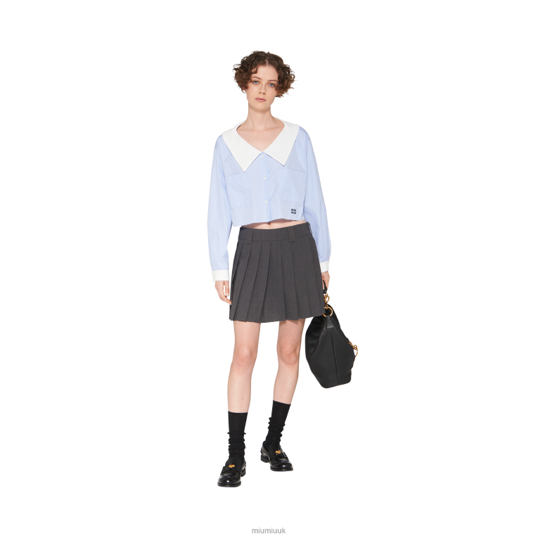 Ready To Wear Light Wool Miniskirt Miu Miu XH28Z861 Slate Gray