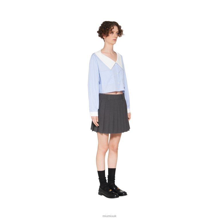 Ready To Wear Light Wool Miniskirt Miu Miu XH28Z861 Slate Gray
