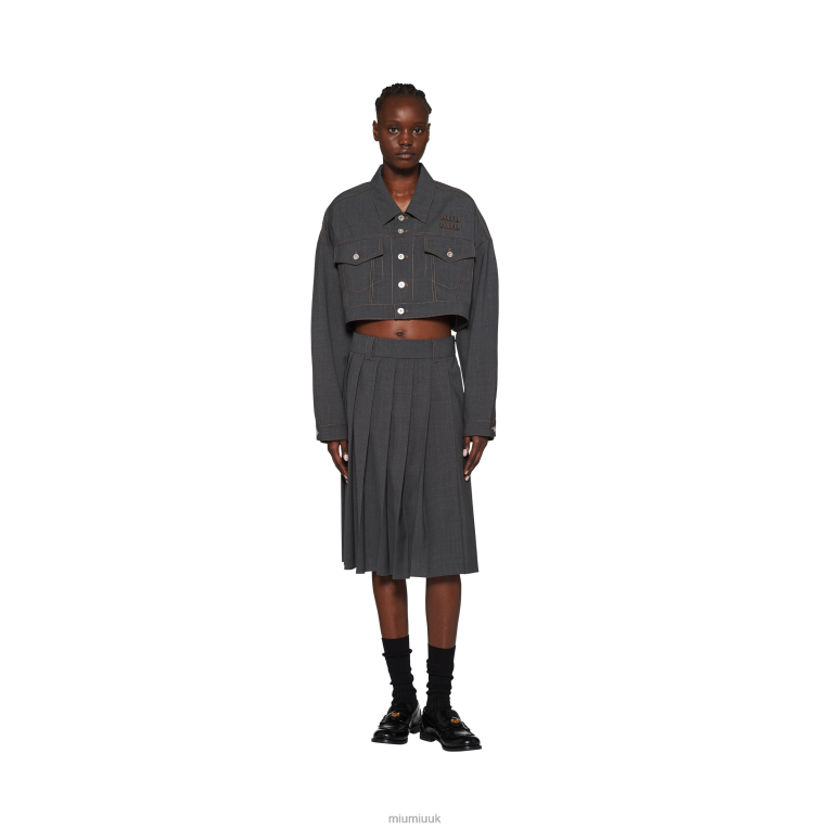 Ready To Wear Light Wool Skirt Miu Miu XH28Z854 Slate Gray