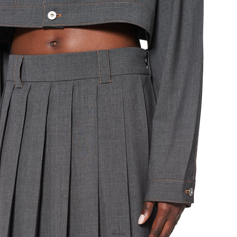Ready To Wear Light Wool Skirt Miu Miu XH28Z854 Slate Gray