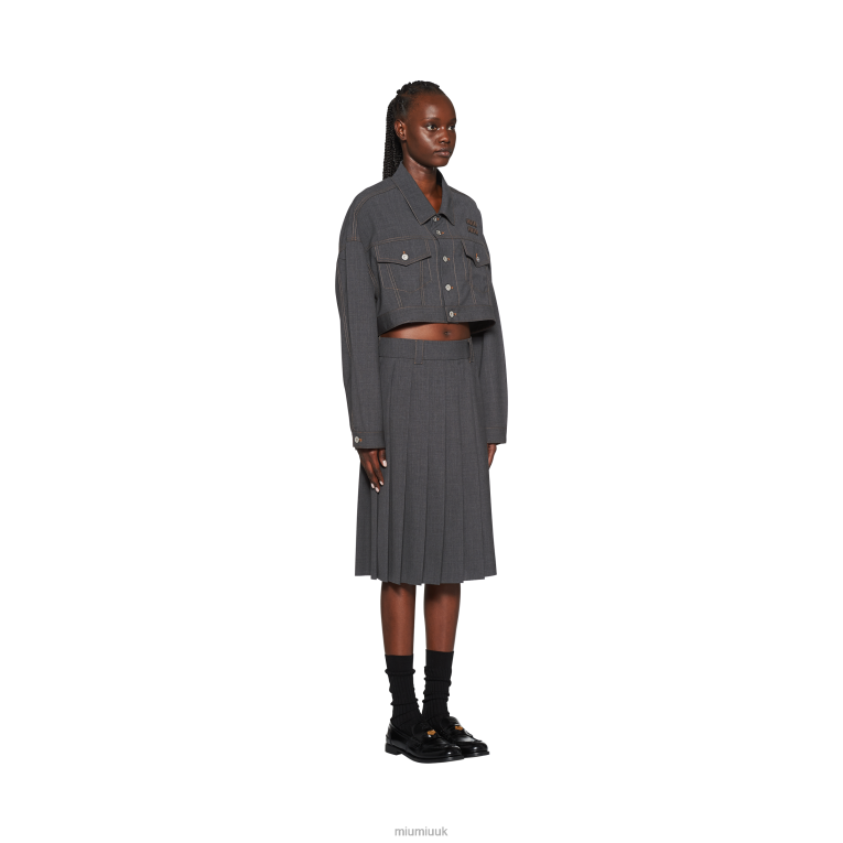 Ready To Wear Light Wool Skirt Miu Miu XH28Z854 Slate Gray