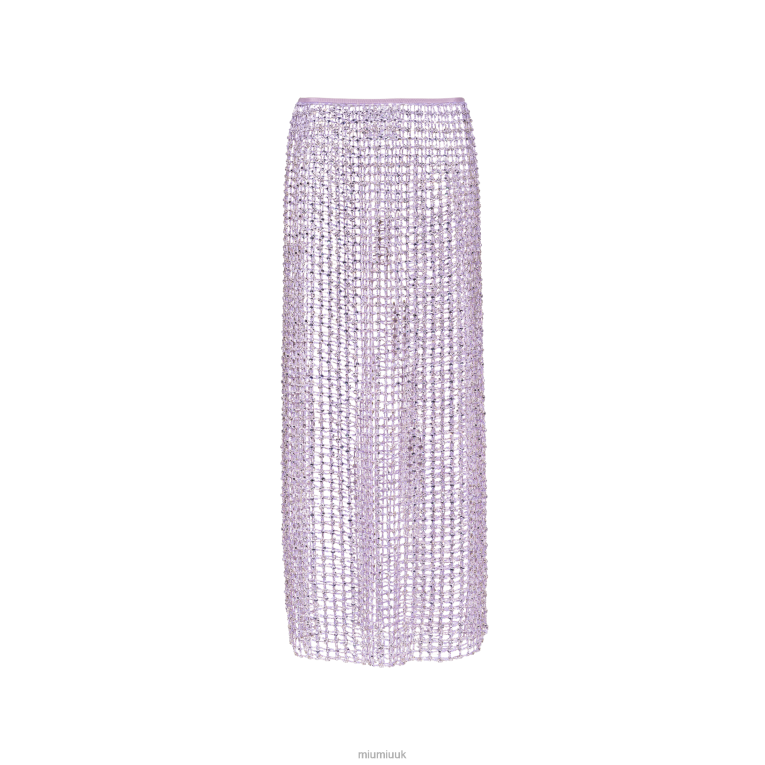 Ready To Wear Long Embroidered Crochet Skirt Miu Miu XH28Z839 Lilac