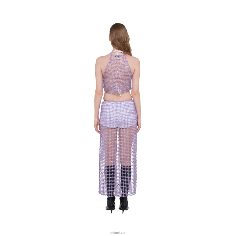Ready To Wear Long Embroidered Crochet Skirt Miu Miu XH28Z839 Lilac