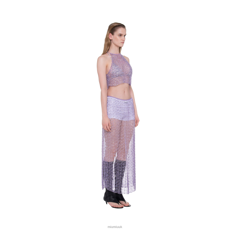 Ready To Wear Long Embroidered Crochet Skirt Miu Miu XH28Z839 Lilac