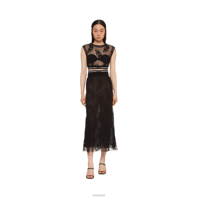 Ready To Wear Long Lace Skirt Miu Miu XH28Z878 Black