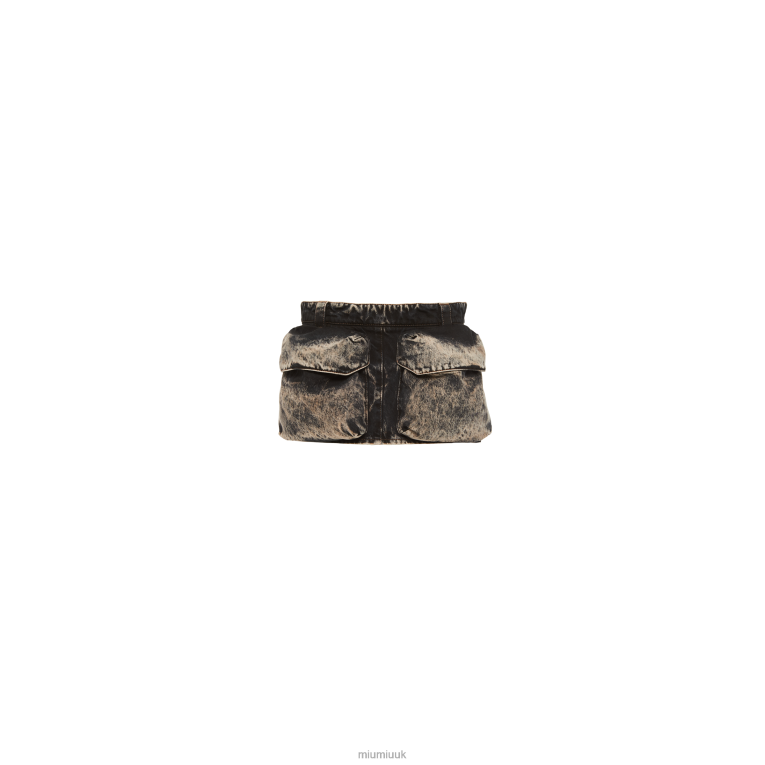 Ready To Wear Marbleized Denim Miniskirt Miu Miu XH28Z843 Black