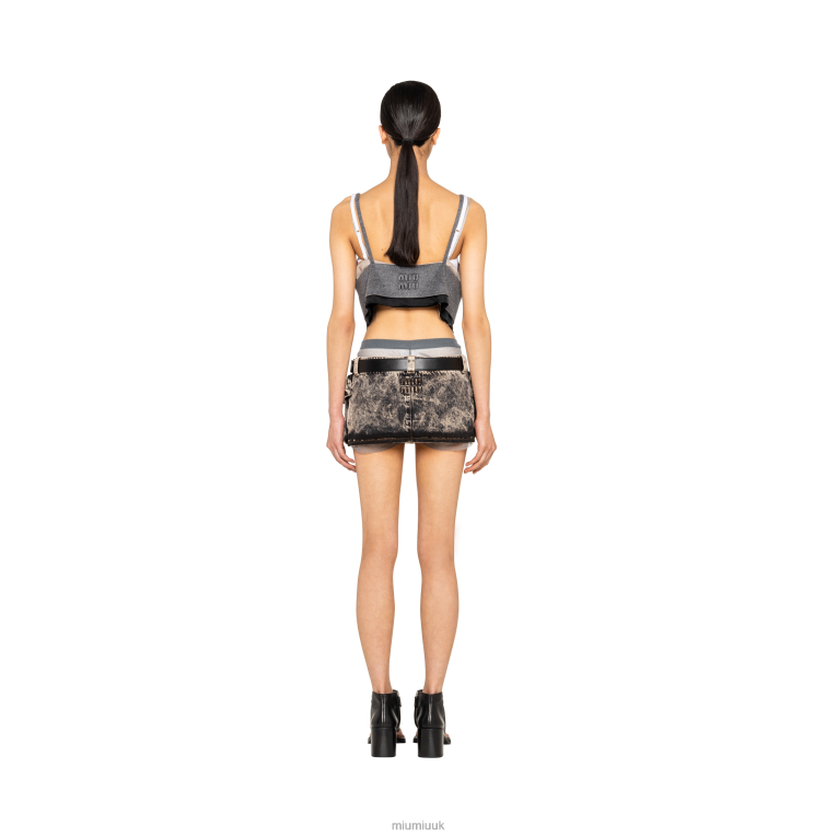 Ready To Wear Marbleized Denim Miniskirt Miu Miu XH28Z843 Black