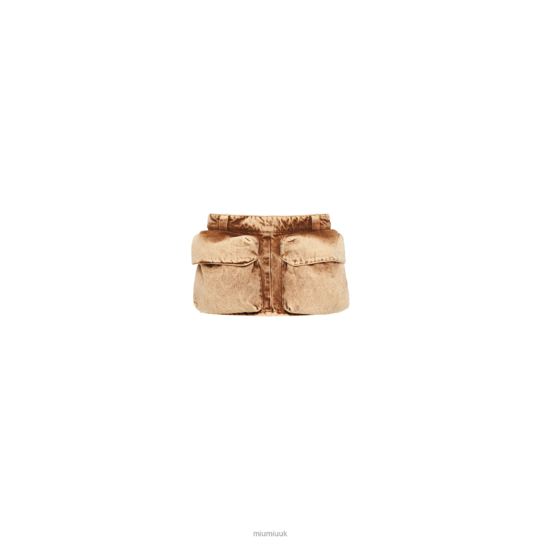 Ready To Wear Marbleized Denim Miniskirt Miu Miu XH28Z844 Cognac
