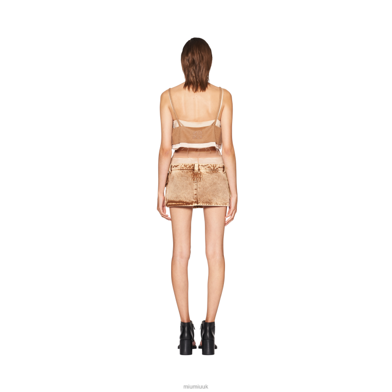 Ready To Wear Marbleized Denim Miniskirt Miu Miu XH28Z844 Cognac