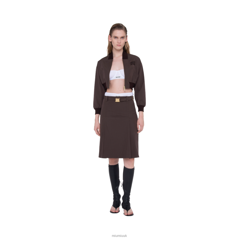 Ready To Wear Panama Cotton Skirt Miu Miu XH28Z833 Cocoa Brown
