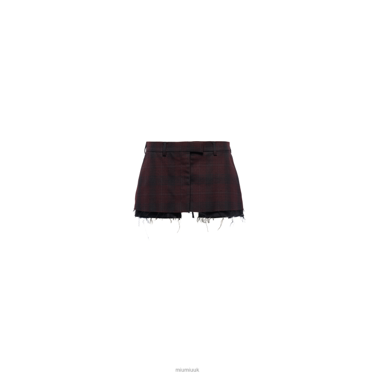 Ready To Wear Plaid Miniskirt Miu Miu XH28Z897 Burgundy
