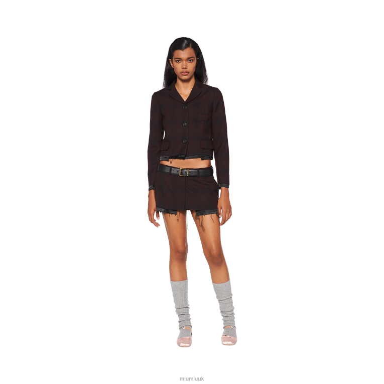 Ready To Wear Plaid Miniskirt Miu Miu XH28Z897 Burgundy