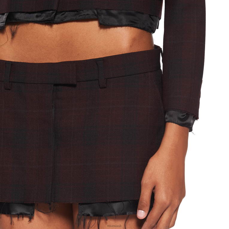Ready To Wear Plaid Miniskirt Miu Miu XH28Z897 Burgundy