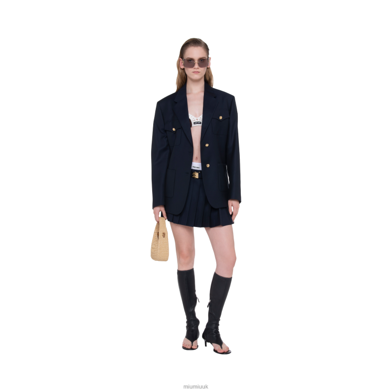 Ready To Wear Pleated Batavia Miniskirt Miu Miu XH28Z834 Navy