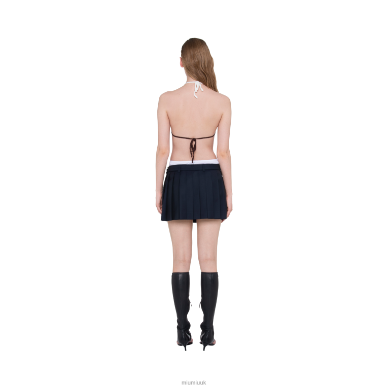 Ready To Wear Pleated Batavia Miniskirt Miu Miu XH28Z834 Navy
