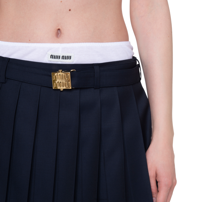 Ready To Wear Pleated Batavia Miniskirt Miu Miu XH28Z834 Navy