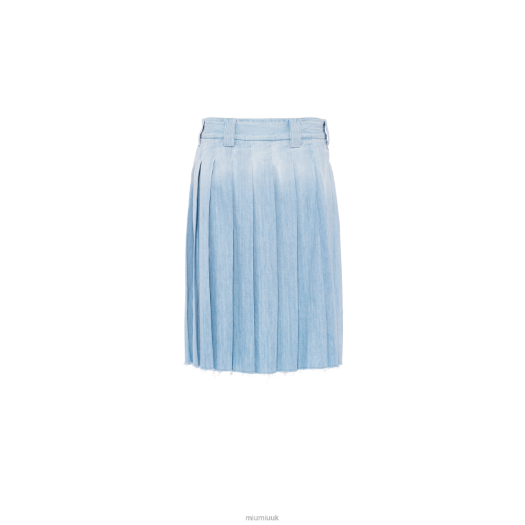 Ready To Wear Pleated Chambray Skirt Miu Miu XH28Z908 Sapphire Blue