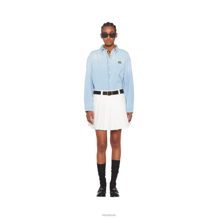 Ready To Wear Pleated Chino Miniskirt Miu Miu XH28Z922 White