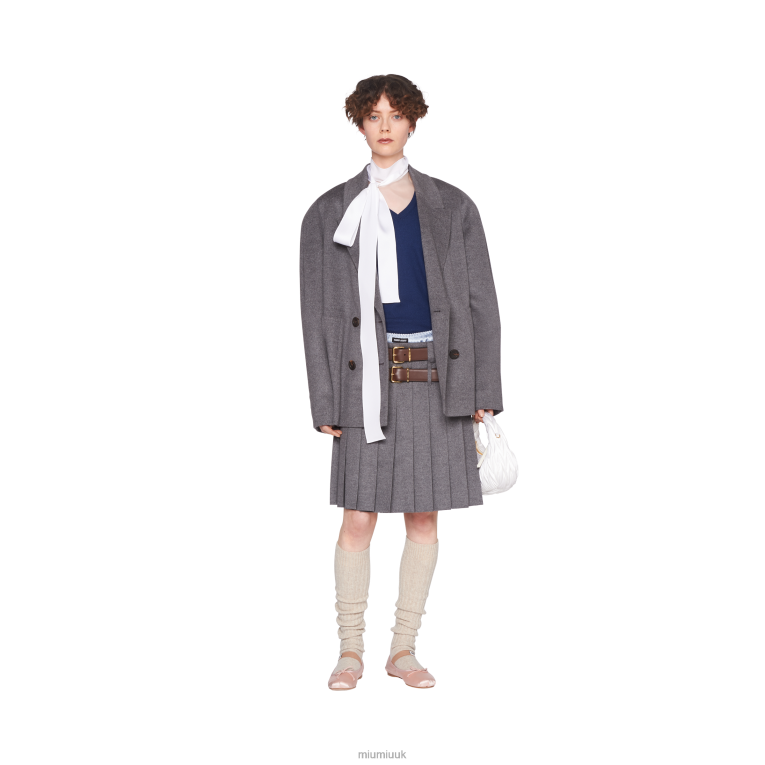 Ready To Wear Pleated Velour Skirt Miu Miu XH28Z893 Grey