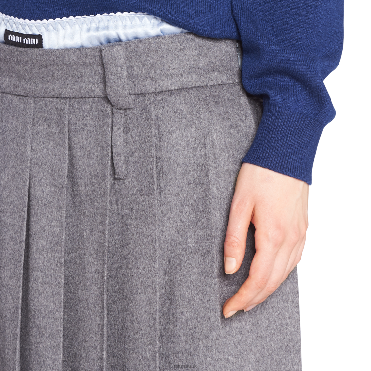Ready To Wear Pleated Velour Skirt Miu Miu XH28Z893 Grey