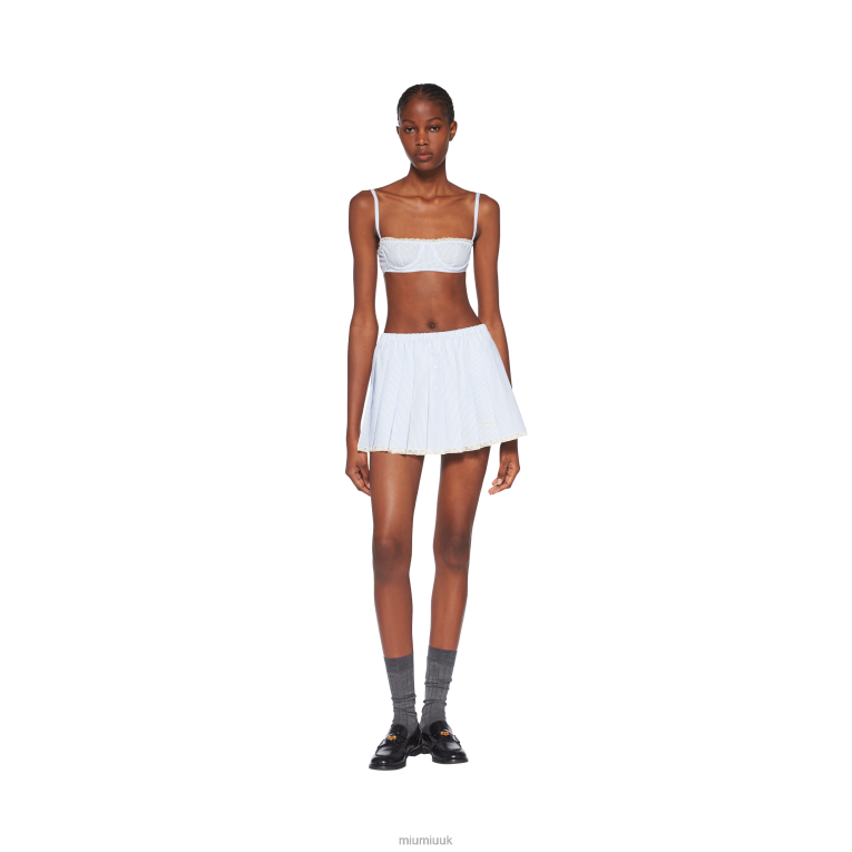 Ready To Wear Poplin Miniskirt Miu Miu XH28Z835 White/Light Blue