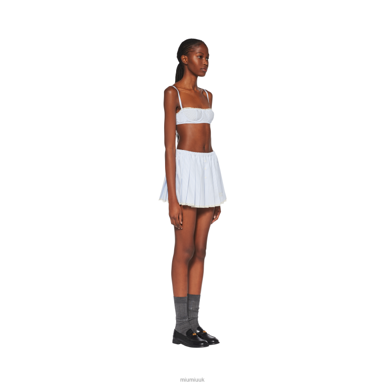 Ready To Wear Poplin Miniskirt Miu Miu XH28Z835 White/Light Blue