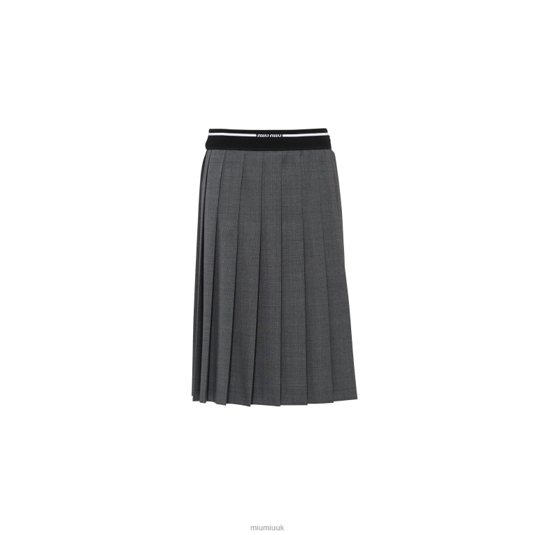 Ready To Wear Prince Of Wales Check Skirt Miu Miu XH28Z889 Slate Gray