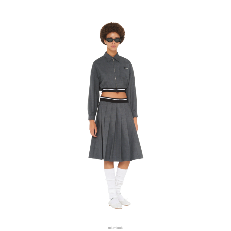 Ready To Wear Prince Of Wales Check Skirt Miu Miu XH28Z889 Slate Gray