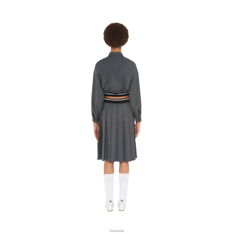 Ready To Wear Prince Of Wales Check Skirt Miu Miu XH28Z889 Slate Gray