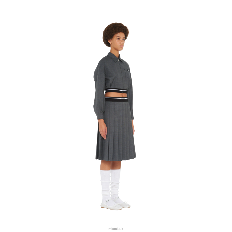 Ready To Wear Prince Of Wales Check Skirt Miu Miu XH28Z889 Slate Gray