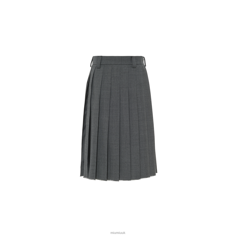 Ready To Wear Prince Of Wales Check Wool Skirt Miu Miu XH28Z930 Slate Gray