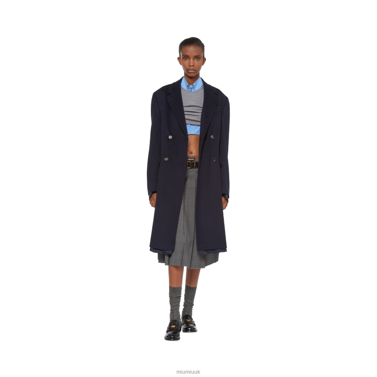 Ready To Wear Prince Of Wales Check Wool Skirt Miu Miu XH28Z930 Slate Gray