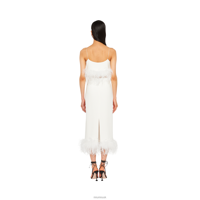 Ready To Wear Stretch Cady Skirt With Feathers Miu Miu XH28Z876 White