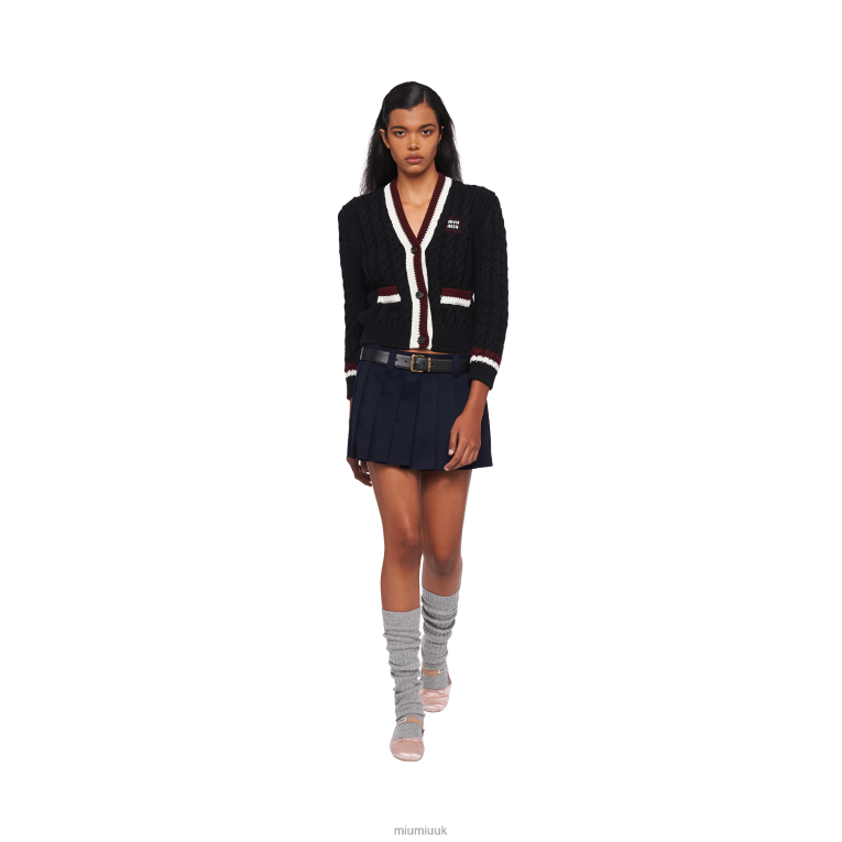 Ready To Wear Velour Skirt With Embroidered Logo Miu Miu XH28Z905 Navy