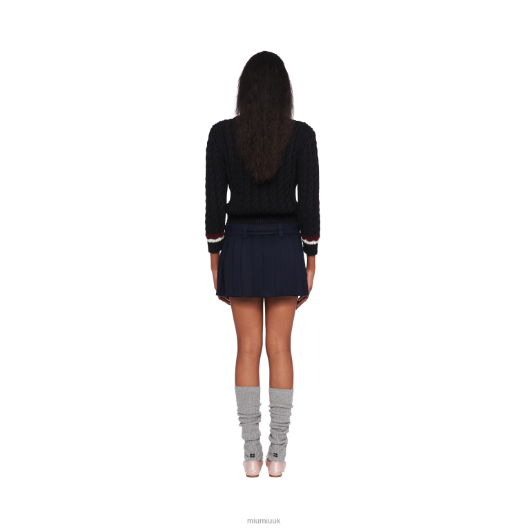 Ready To Wear Velour Skirt With Embroidered Logo Miu Miu XH28Z905 Navy