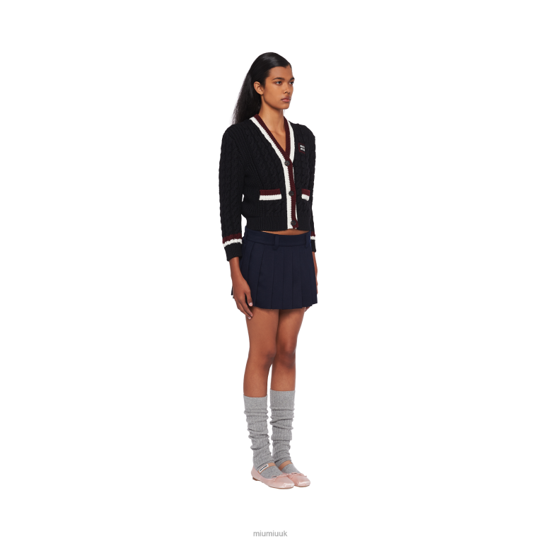 Ready To Wear Velour Skirt With Embroidered Logo Miu Miu XH28Z905 Navy