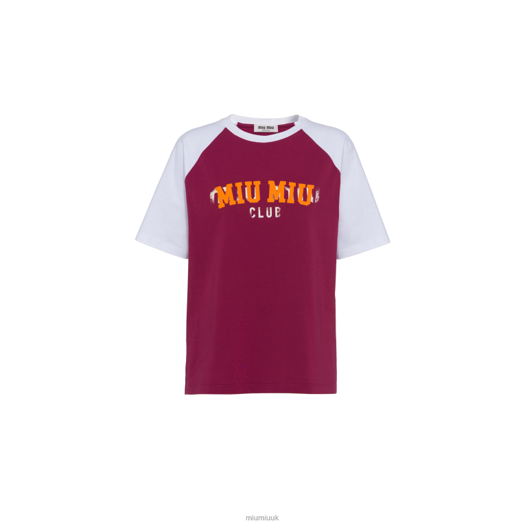 Ready To Wear Cotton T-shirt Miu Miu XH28Z705 Burgundy