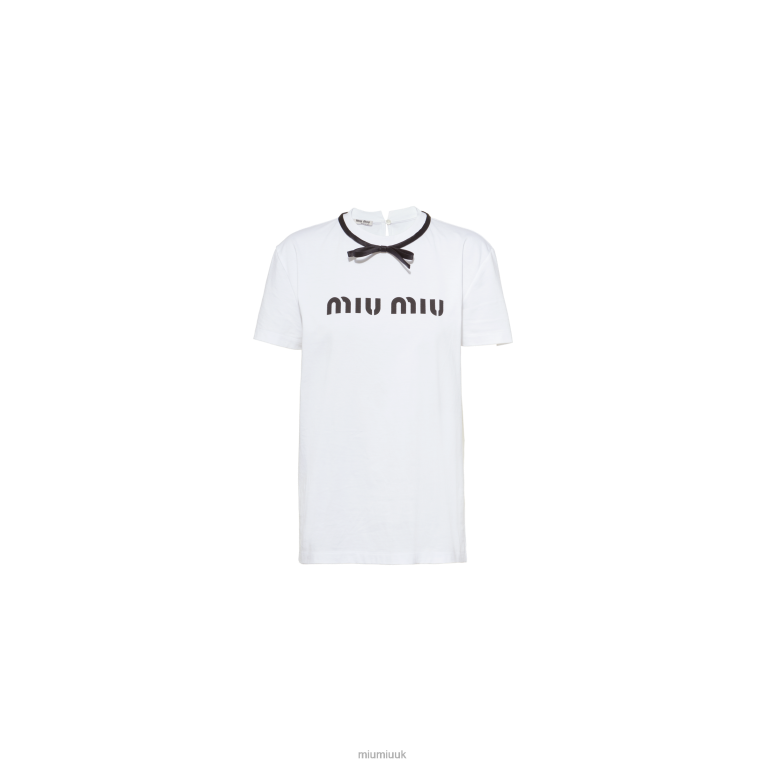 Ready To Wear Cotton T-shirt With Bow Miu Miu XH28Z727 White
