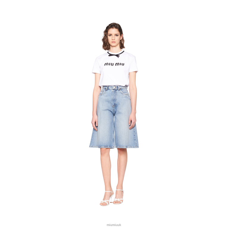 Ready To Wear Cotton T-shirt With Bow Miu Miu XH28Z727 White