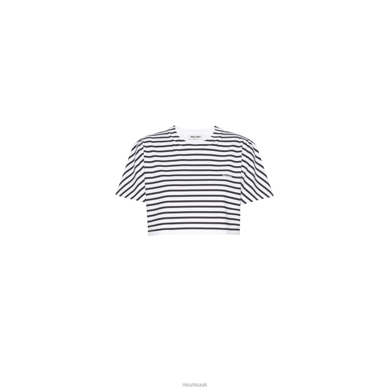 Ready To Wear Cotton T-shirt With Printed Logo Miu Miu XH28Z687 White/Black