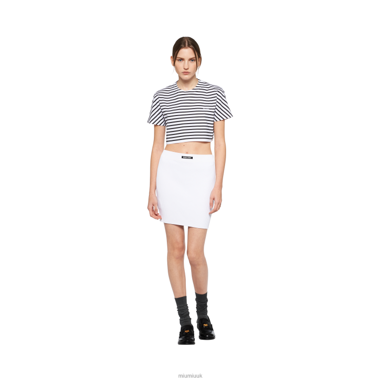 Ready To Wear Cotton T-shirt With Printed Logo Miu Miu XH28Z687 White/Black