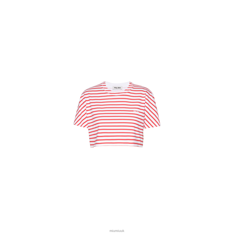 Ready To Wear Cotton T-shirt With Printed Logo Miu Miu XH28Z688 White/Red