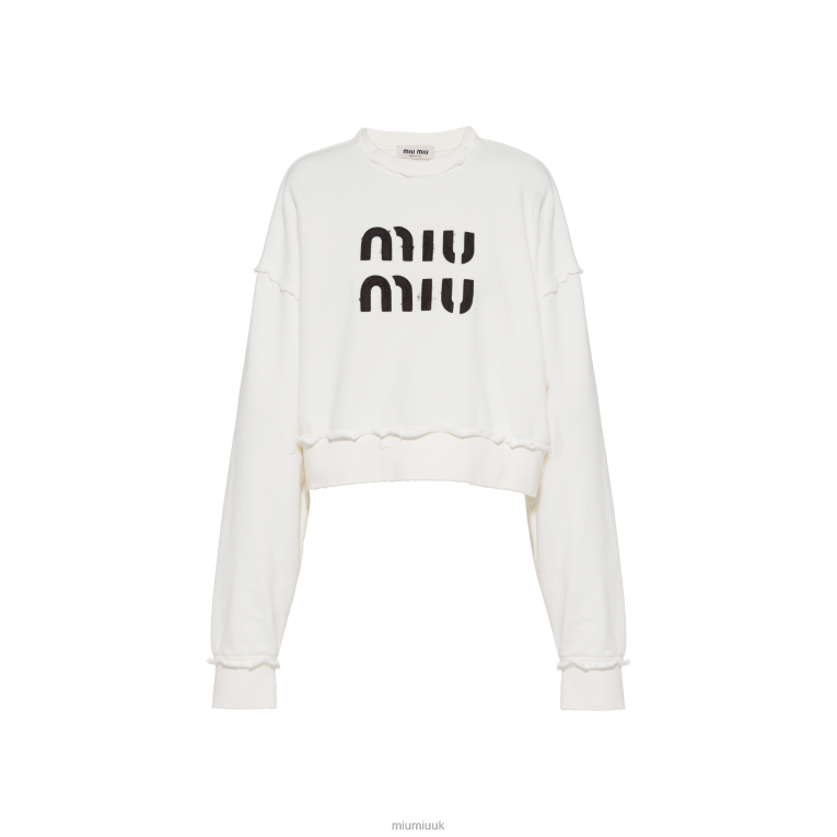 Ready To Wear Embroidered Cotton Sweatshirt Miu Miu XH28Z702 White