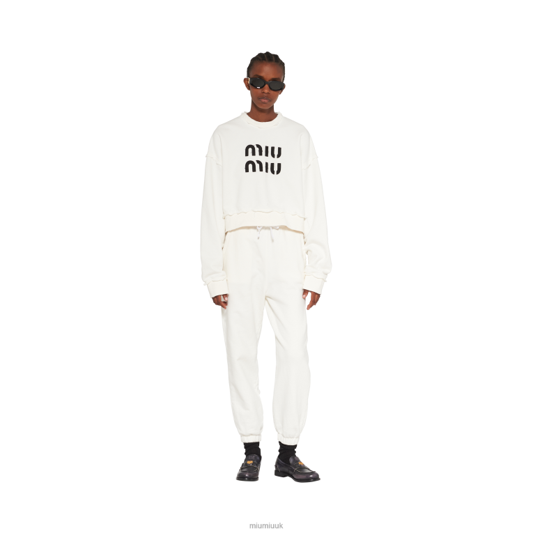 Ready To Wear Embroidered Cotton Sweatshirt Miu Miu XH28Z702 White